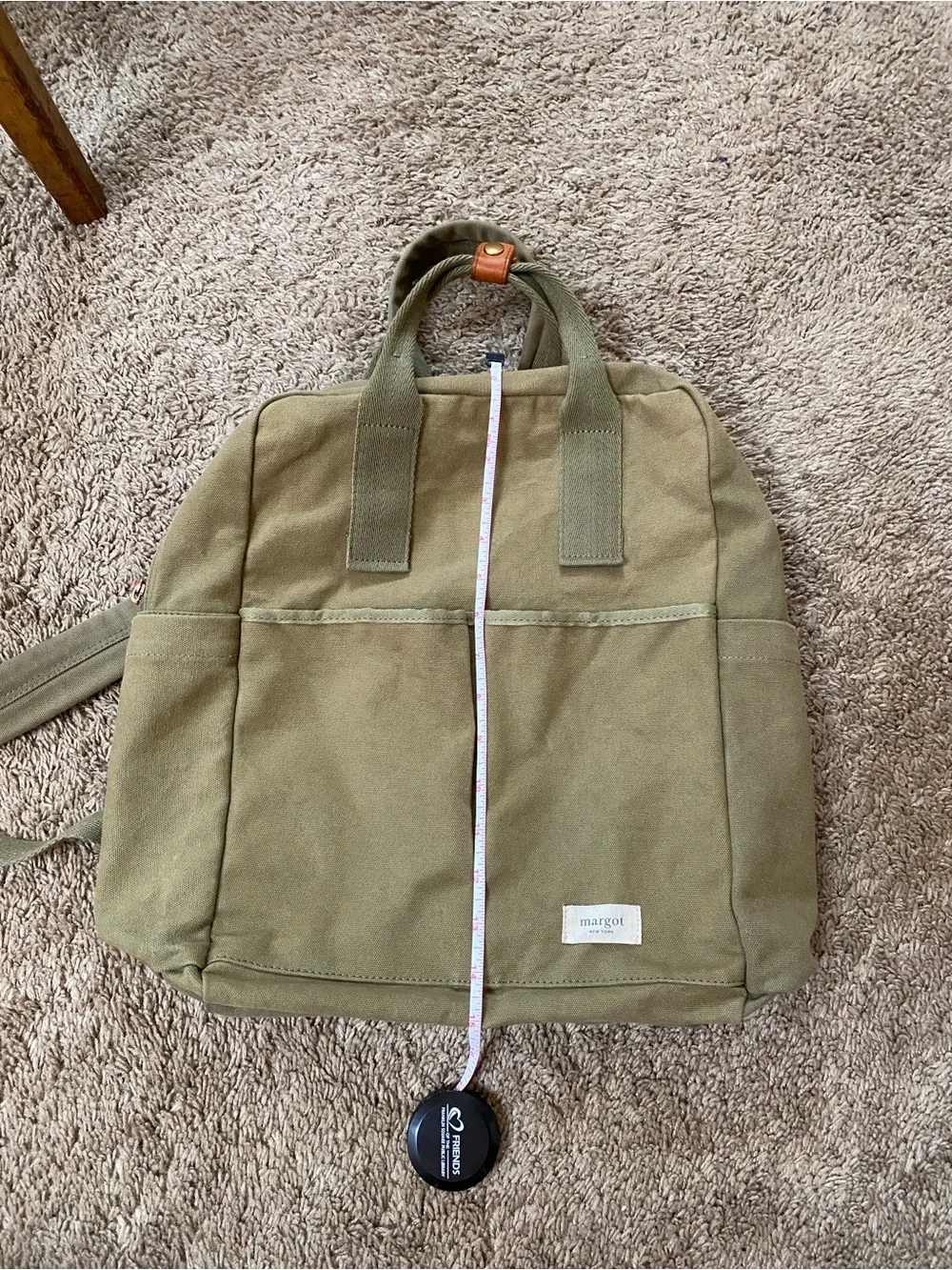 Margot New York Army Green Olive Canvas Cotton Backpack Utility